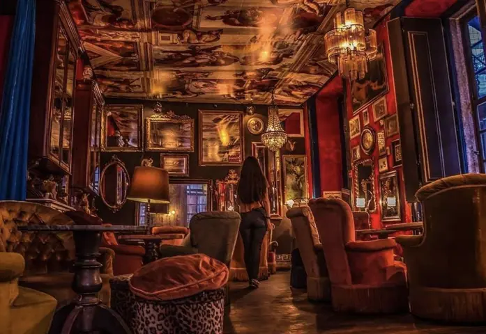 Color photo of Pensão do Amor, a former brothel in Lisbon transformed into a cocktail bar.